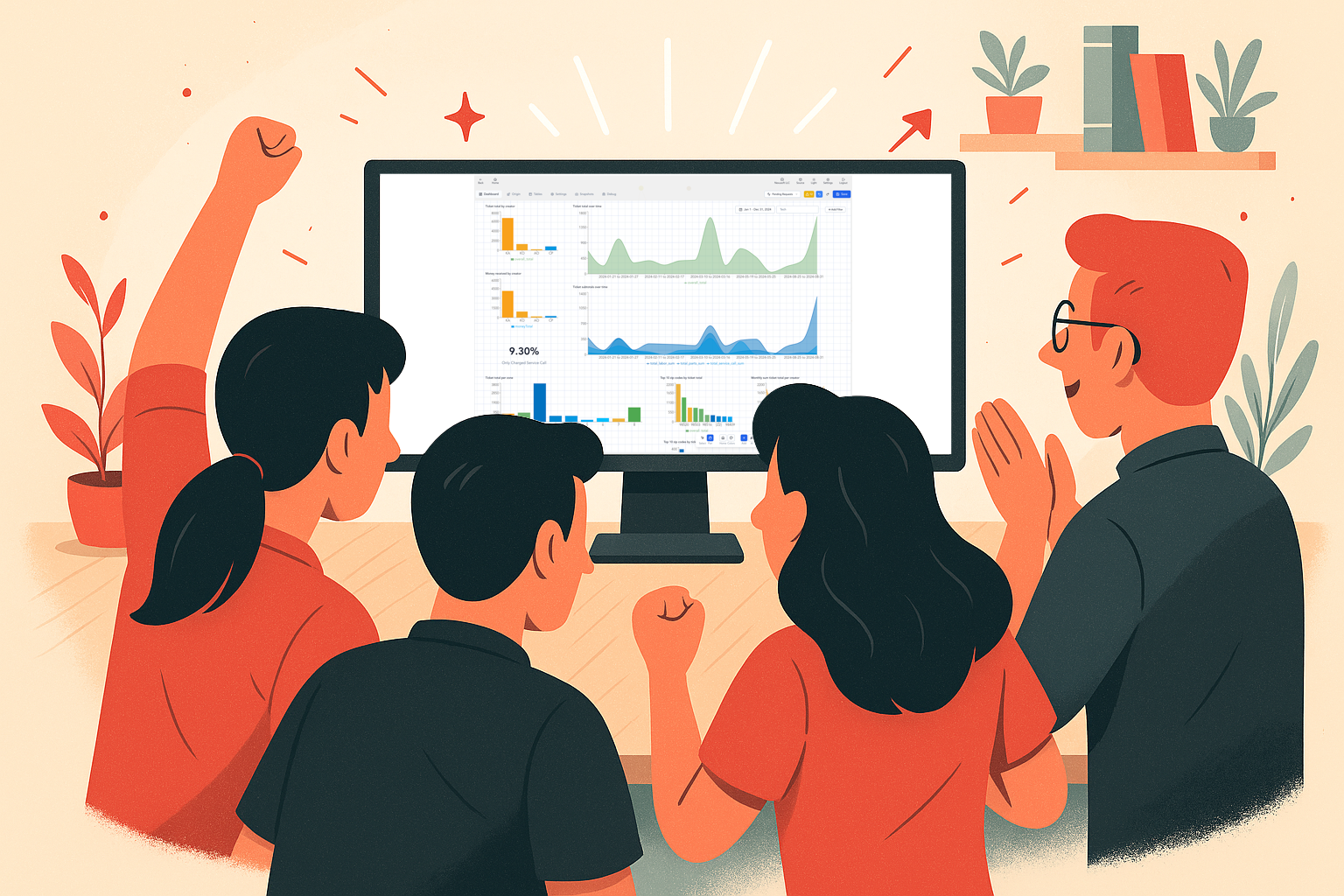 crowd excited about monitor with Aries dashboard
